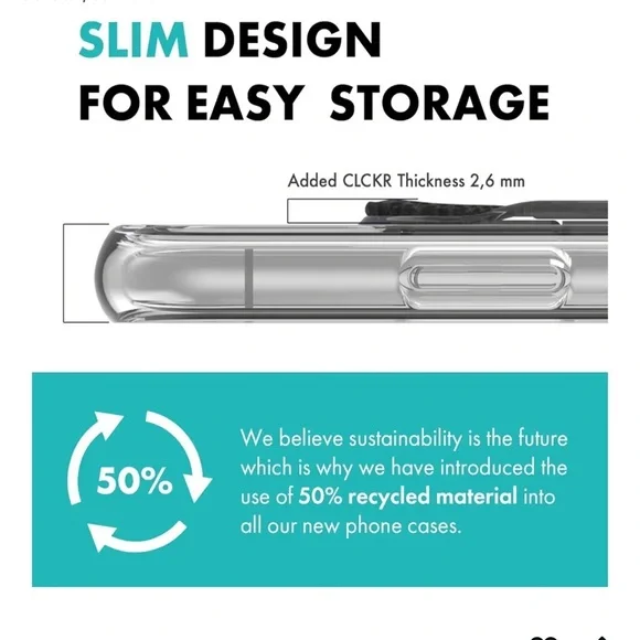 Clckr Stand & Grip Case for iPhone 14 Pro Max - Clear and Purple - Picture 4 of 12